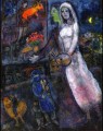 Jeunes mariés et violoniste contemporain Marc Chagall